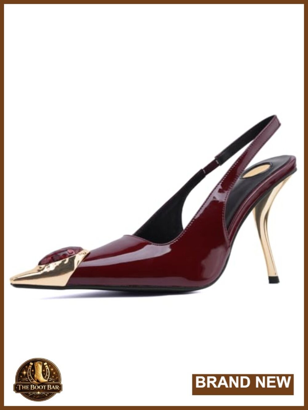 Womens Slingback Heels Pointed Toe Stiletto 4 Inch Stretch Slip on Patent